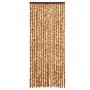 Cortina antimoscas chenilla ocre y blanco 56x200 cm