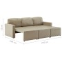 Sofá cama modular de 3 plazas cuero sintético color capuchino