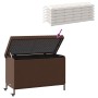 Caja de almacenaje jardín ruedas ratán PE marrón 110x55x73 cm