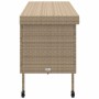 Caja de almacenaje jardín ruedas ratán PE beige 160x55x75 cm