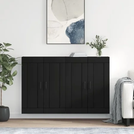 Wandschränke, 2 Stück, schwarzes Holzwerkstoff von vidaXL, Sideboards - Ref: Foro24-3198026, Preis: 162,68 €, Rabatt: %