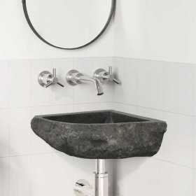Lavabo esquinal colgado de pared Gris (30-37) x (30-37) x 12 cm