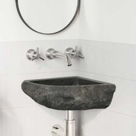 Lavabo esquinal colgado de pared Gris (30-37) x (30-37) x 12 cm