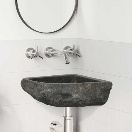 Lavabo esquinal colgado de pared Gris (30-37) x (30-37) x 12 cm