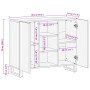 Aparador de madera maciza de mango rugosa 90x34x75 cm