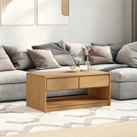 Mesa de centro SAUDA madera maciza pino color roble 99x55x45 cm