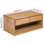 Mesa de centro SAUDA madera maciza pino color roble 99x55x45 cm