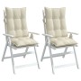 Cojines de silla respaldo alto 2 uds tela Oxford color crema