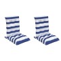 Cojines silla respaldo bajo 2 uds tela Oxford rayas azul blanco