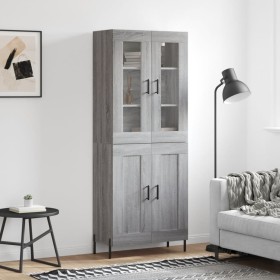 Aparador alto madera contrachapada gris sonoma 69,5x34x180 cm