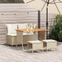 Set de comedor jardín con cojines 4 pzas ratán sintético beige
