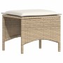 Set de comedor jardín con cojines 4 pzas ratán sintético beige