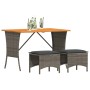 Set comedor de jardín 3 piezas con cojines ratán sintético gris