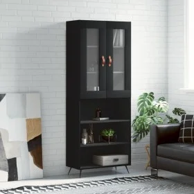 Aparador alto madera contrachapada negro 69,5x34x180 cm de vidaXL, Aparadores - Ref: Foro24-3198698, Precio: 137,75 €, Descue...
