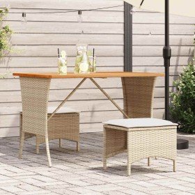Set comedor de jardín 3 pzas con cojines ratán sintético beige en Conjuntos de jardín | Comprar online en Foro24