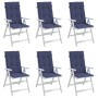Cojines para silla con respaldo alto 6 uds tela azul marino