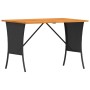 Mesa de jardín superficie de madera ratán PE negro 105x75x72 cm