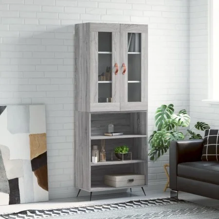 High sideboard sonoma gray plywood 69.5x34x180 cm by vidaXL, Sideboards - Ref: Foro24-3198703, Price: 135,79 €, Discount: %