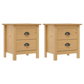 Mesitas de noche Hill 2 uds madera maciza de pino 46x35x49,5 cm