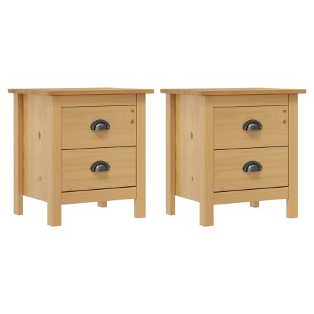 Mesitas de noche Hill 2 uds madera maciza de pino 46x35x49,5 cm