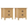 Mesitas de noche Hill 2 uds madera maciza de pino 46x35x49,5 cm