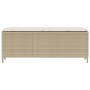 Banco de jardín con cojín beige110x30x40,5 cm ratán sintético