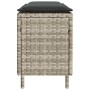 Banco jardín con cojín ratán sintético gris claro 110x30x40,5cm