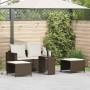 Set de muebles de jardín con cojines apilables 5 pzas marrón