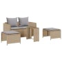 Set de muebles de jardín con cojines apilables 5 pzas beige en Sofás de exterior | Comprar online en Foro24