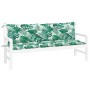 Cojines banco jardín 2 uds tela estampado de hojas 180x50x7 cm
