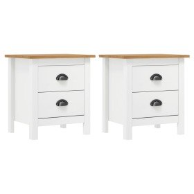 Mesita noche Hill 2uds madera maciza pino blanco 46x35x49,5 cm Mesita noche Hill 2uds madera maciza pino blanco 46x35x49,5 cm
