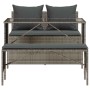 Set comedor de jardín 3 piezas con cojines ratán sintético gris