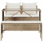 Set comedor de jardín 3 pzas con cojines ratán sintético beige