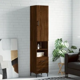 Aparador alto madera contrachapada roble marrón 34,5x34x180 cm de vidaXL, Aparadores - Ref: Foro24-3198920, Precio: 106,33 €,...