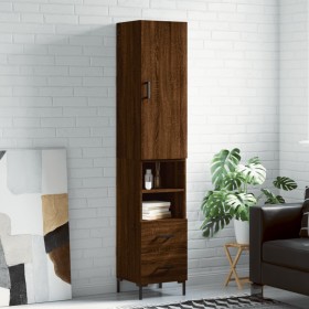 Aparador alto madera contrachapada roble marrón 34,5x34x180 cm de vidaXL, Aparadores - Ref: Foro24-3198920, Precio: 107,74 €,...