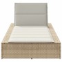 Tumbona con cojín flotante ratán sintético beige
