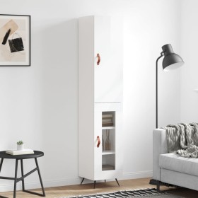 Aparador alto madera contrachapada blanco brillo 34,5x34x180 cm de vidaXL, Aparadores - Ref: Foro24-3199019, Precio: 104,68 €...