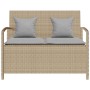 Banco de jardín con almacenaje y cojín beige ratán sintético