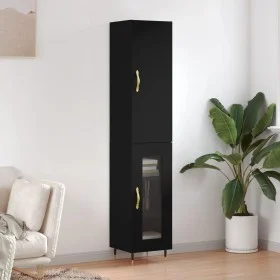 Aparador de madera contrachapada negro 34,5x34x180 cm de vidaXL, Aparadores - Ref: Foro24-3199026, Precio: 96,99 €, Descuento: %