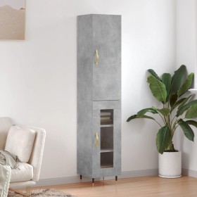 Aparador de madera contrachapada gris hormigón 34,5x34x180 cm de vidaXL, Aparadores - Ref: Foro24-3199029, Precio: 95,54 €, D...