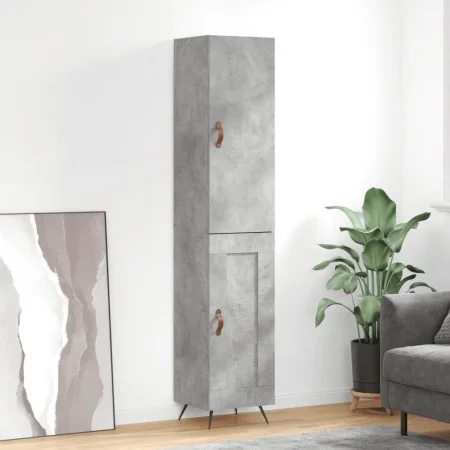 Aparador de madera contrachapada gris hormigón 34,5x34x180 cm de vidaXL, Aparadores - Ref: Foro24-3199085, Precio: 95,54 €, D...