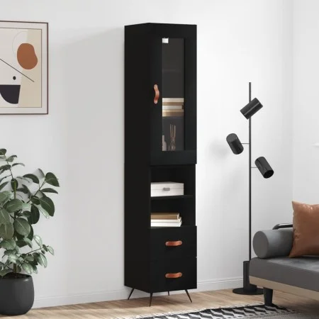 Aparador de madera contrachapada negro 34,5x34x180 cm de vidaXL, Aparadores - Ref: Foro24-3199274, Precio: 107,36 €, Descuent...