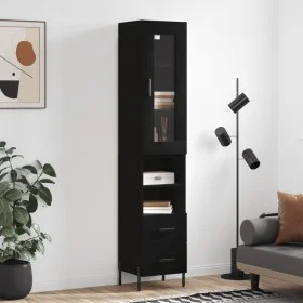 Aparador de madera contrachapada negro 34,5x34x180 cm de vidaXL, Aparadores - Ref: Foro24-3199306, Precio: 116,28 €, Descuent...