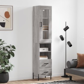 Tall Sonoma gray plywood sideboard 34.5x34x180 cm by vidaXL, Sideboards - Ref: Foro24-3199311, Price: 121,01 €, Discount: %