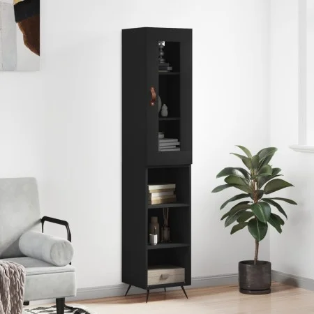 Aparador de madera contrachapada negro 34,5x34x180 cm de vidaXL, Aparadores - Ref: Foro24-3199338, Precio: 95,15 €, Descuento: %