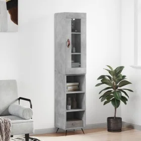 Aparador de madera contrachapada gris hormigón 34,5x34x180 cm de vidaXL, Aparadores - Ref: Foro24-3199341, Precio: 90,44 €, D...
