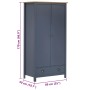 Armario de 2 puertas Hill madera maciza pino gris 89x50x170cm