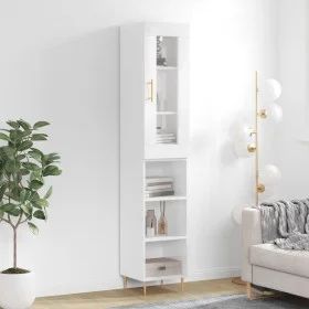 Hohes Sideboard Sperrholz glänzend weiß 34,5x34x180 cm von vidaXL, Sideboards - Ref: Foro24-3199355, Preis: 94,94 €, Rabatt: %