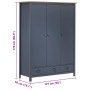 Armario de 3 puertas Hill Range madera pino gris 127x50x170cm