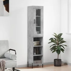 Aparador de madera contrachapada gris hormigón 34,5x34x180 cm von vidaXL, Sideboards - Ref: Foro24-3199373, Preis: 94,67 €, R...